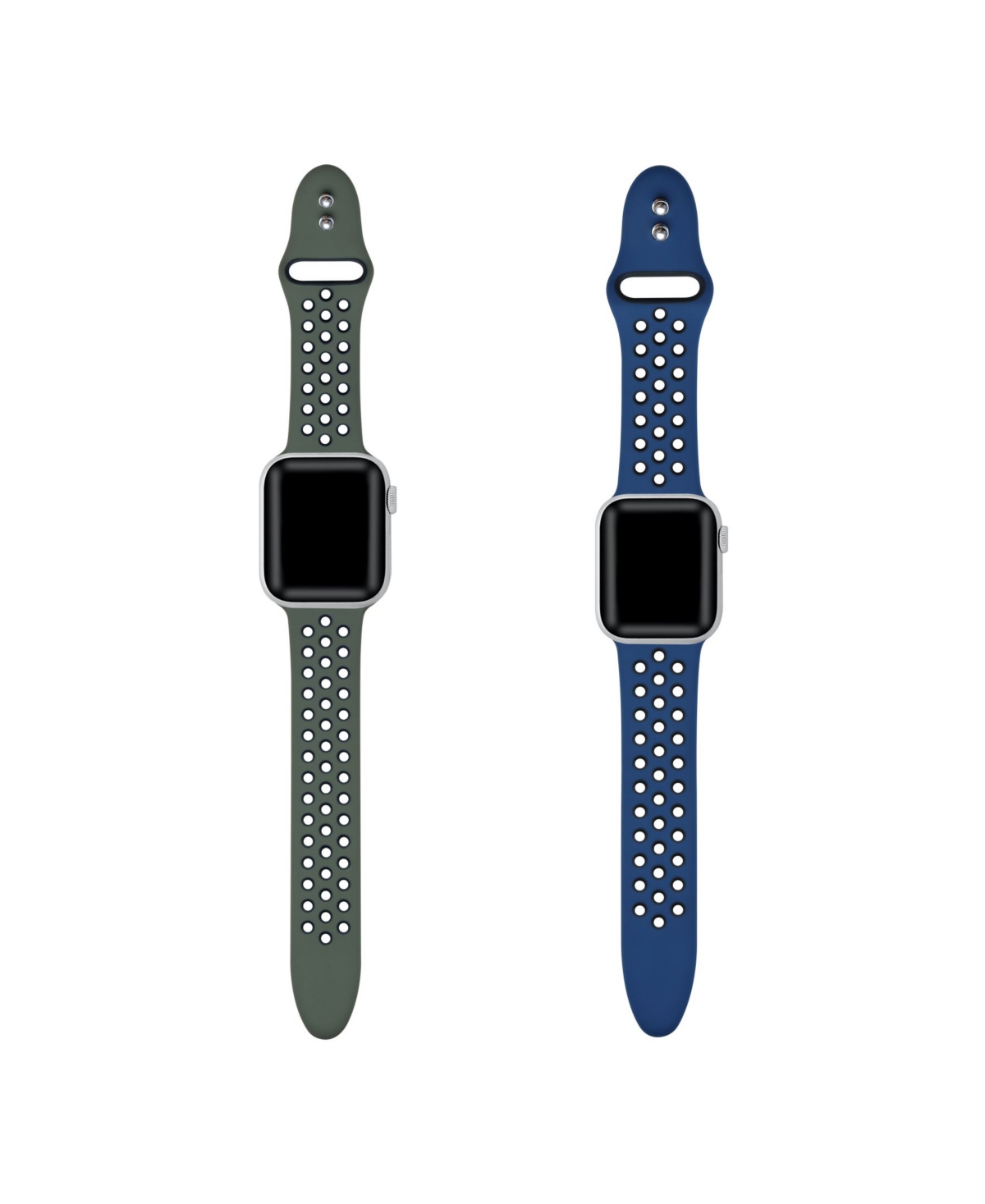 Breathable Sport 2-Pack Olive Green and Midnight Silicone Bands for Apple Watch, 38mm-40mm - Olive Green, Midnight