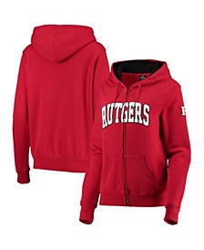 Women's Scarlet Rutgers Scarlet Knights Arched Name Full-Zip Hoodie