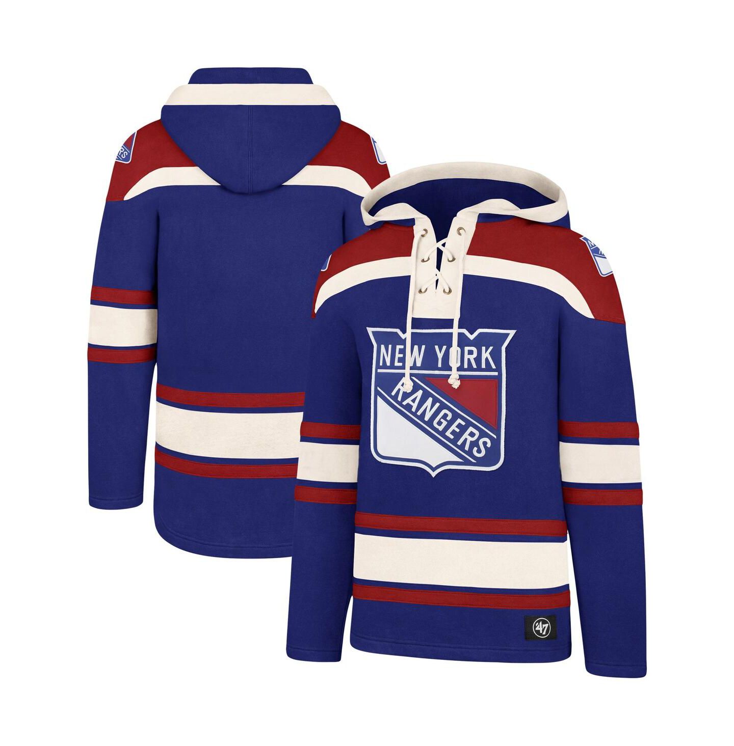 Мужское худи '47 Brand Blue, Red New York Rangers Superior Lacer Pullover — фото 1