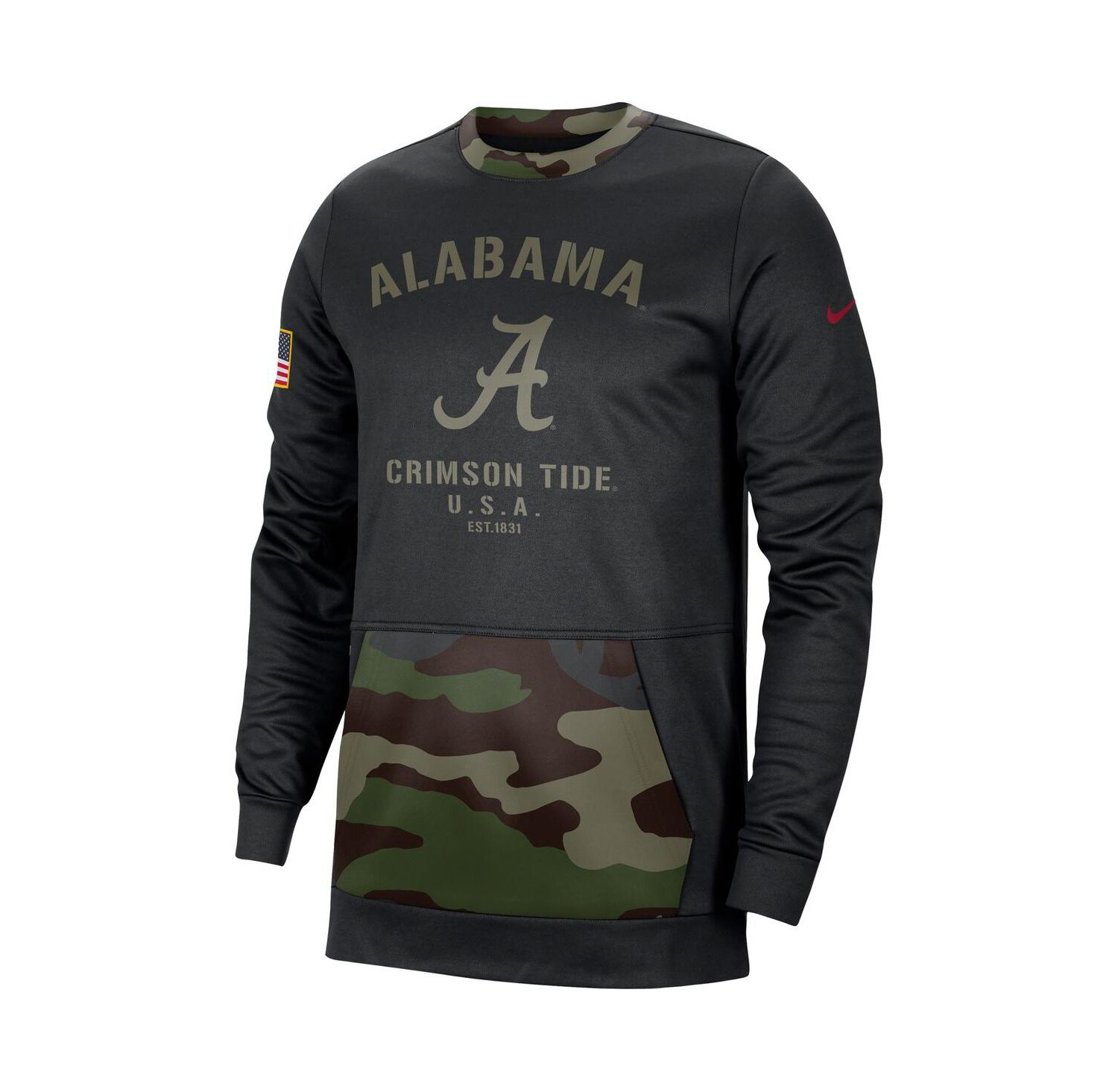 Men's Black, Camo Alabama Crimson Tide Military-Inspired Appreciation Performance Pullover Sweatshirt