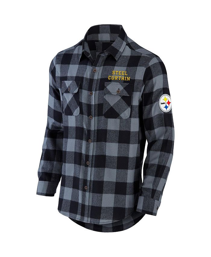 Fanatics Mens Nfl X Darius Rucker Collection By Black Pittsburgh Steelers Flannel Long Sleeve 