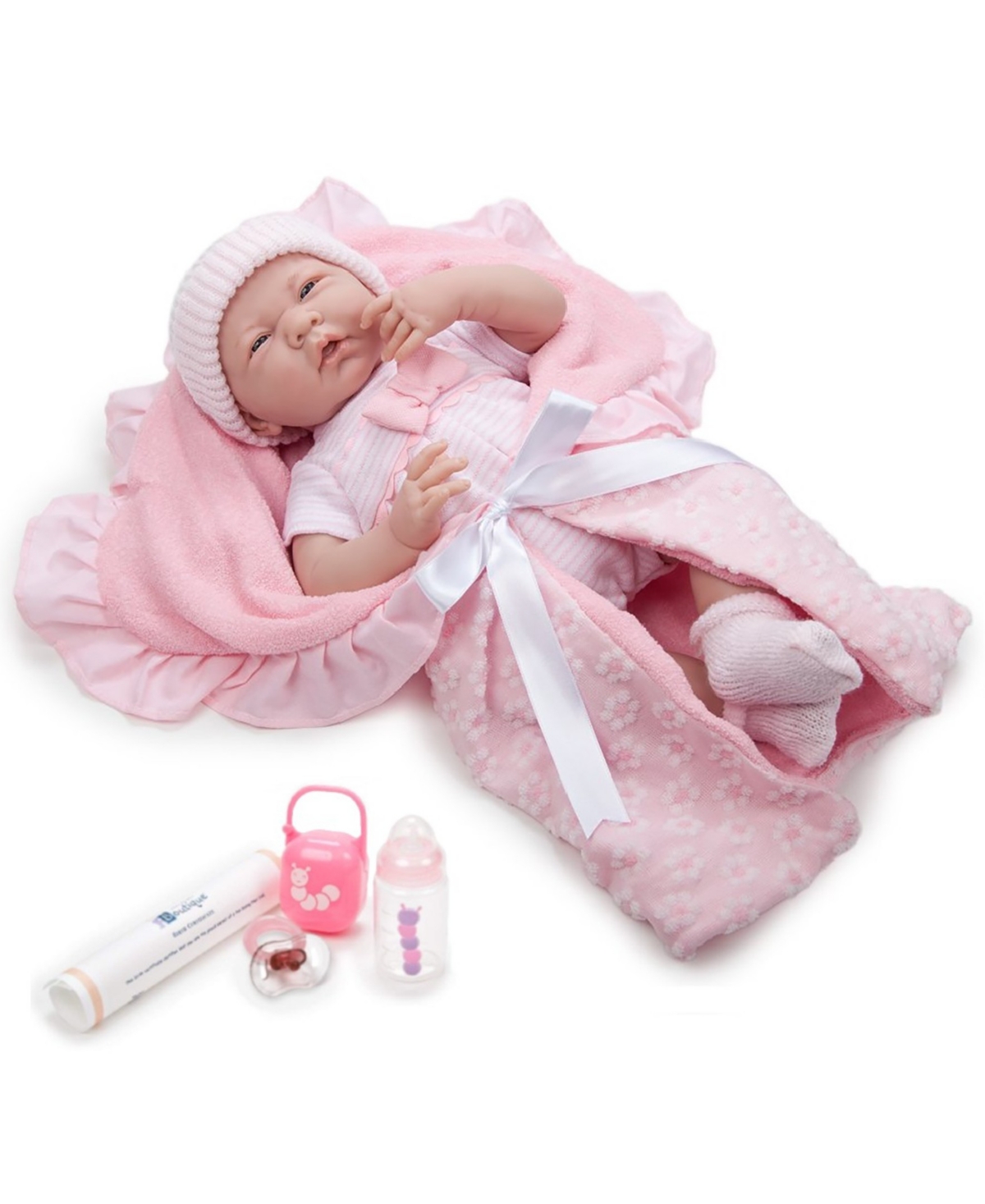 JC TOYS LA NEWBORN NURSERY 15.5" SOFT BODY BABY DOLL PINK OUTFIT 
