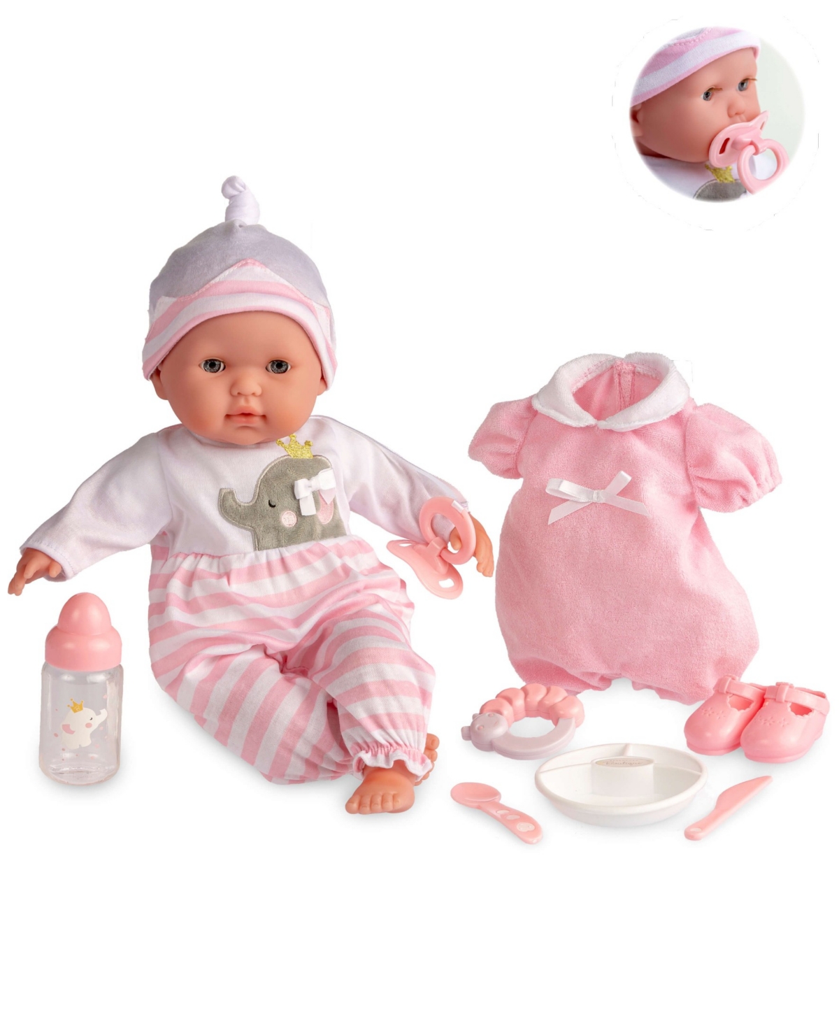 Jc Toys Berenguer Boutique 15" Soft Body Baby Doll Pink Outfit In Pink Gift Set