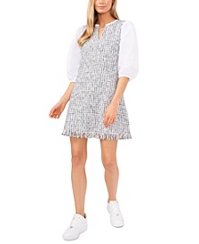 Tweed Puff-Sleeve Dress, Created for Macy's