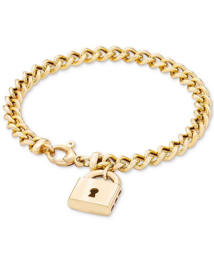 Macy's Padlock Charm Bracelet in 14k Gold-Plated Sterling Silver ...