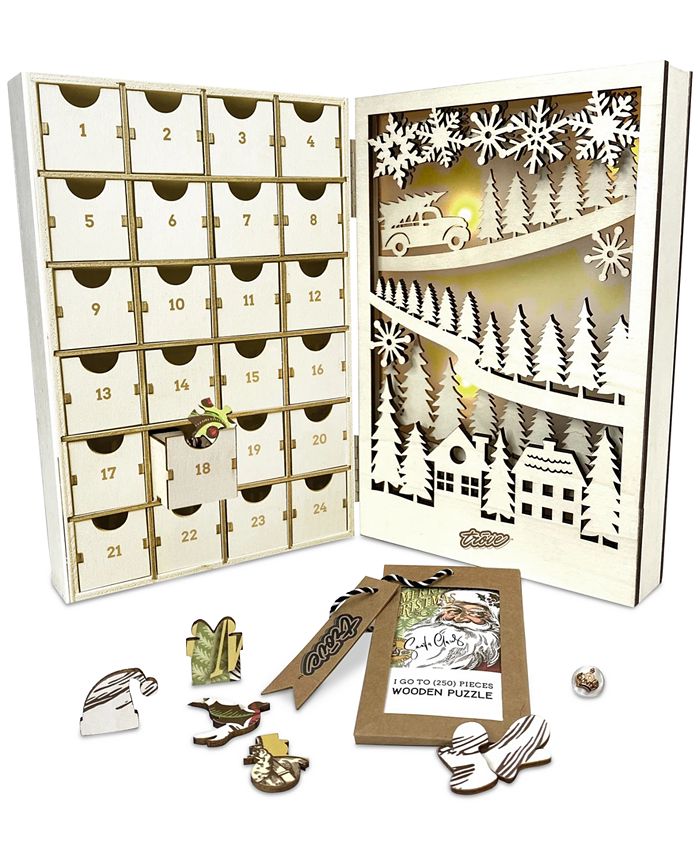 TROVE Wooden Santa Advent Candle Puzzle Macy #39 s
