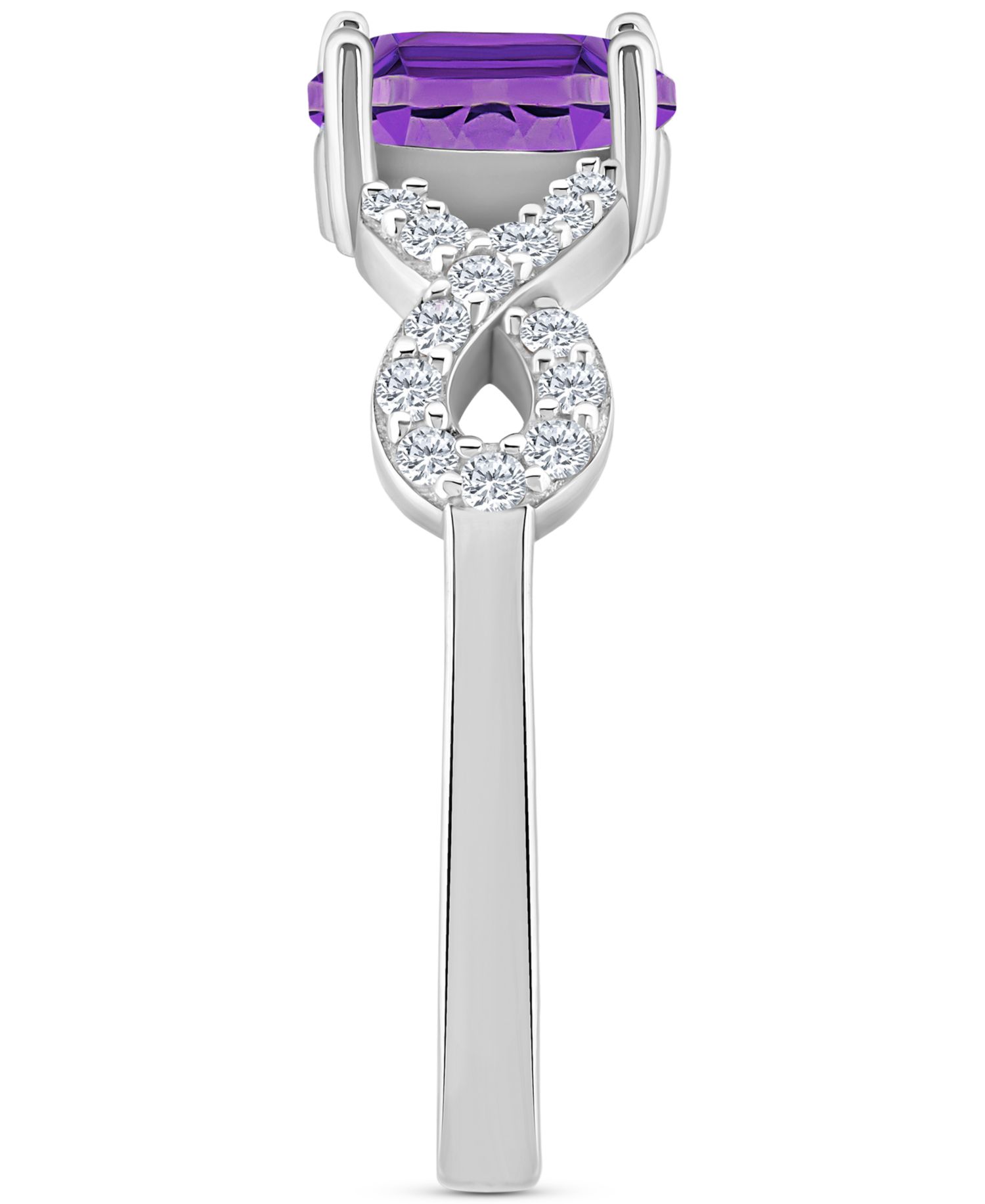 Rhodolite Garnet (1 ct. t.w.) & White Topaz (1/4 ct. t.w.) Twist Ring in Sterling Silver (Also in Citrine, Blue Topaz, Amethyst, & Periodt)