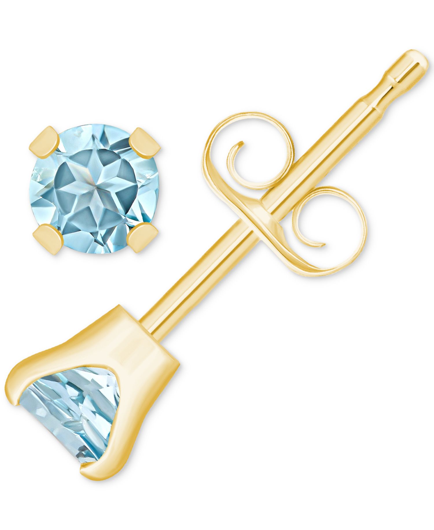 Aquamarine (1/5 ct. t.w.) Solitaire Stud Earrings in 14k Gold (Also in Sapphire, Emerald & Ruby)