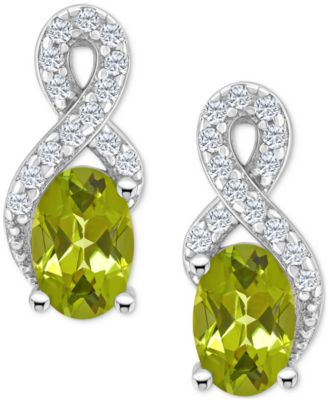 Rhodolite Garnet (1-1/8 ct. t.w.) & White Topaz (1/6 ct. t.w.) Looped Drop Earrings in Sterling Silver (Also in Peridot, Citrine, Amethyst, & Blue Topaz)