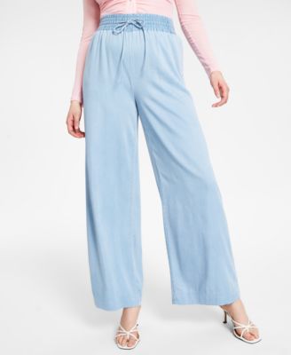 Bar III Women's Smocked-Waist Wide-Leg 