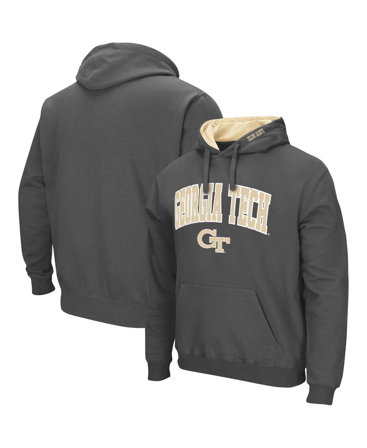 Men's Charcoal Georgia Tech Yellow Jackets Arch and Logo Pullover Hoodie - Charcoal