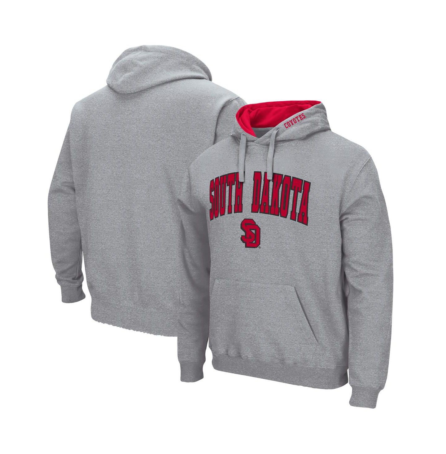 Мужское худи Colosseum South Dakota Coyotes Arch and Logo Pullover, цвет: Меланжевый серый — фото 1