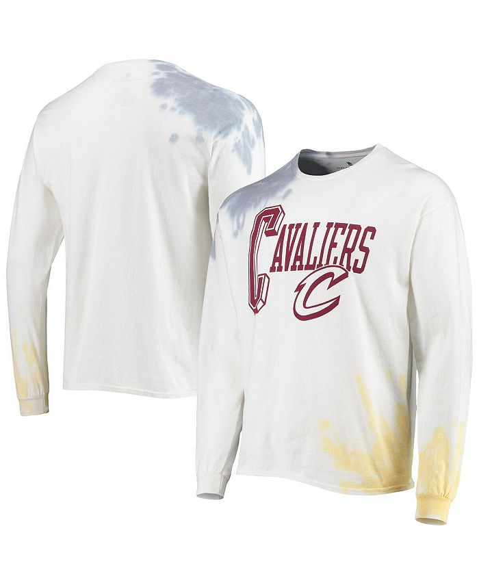 Men's Junk Food White Cleveland Cavaliers Tie-Dye Long Sleeve T-Shirt