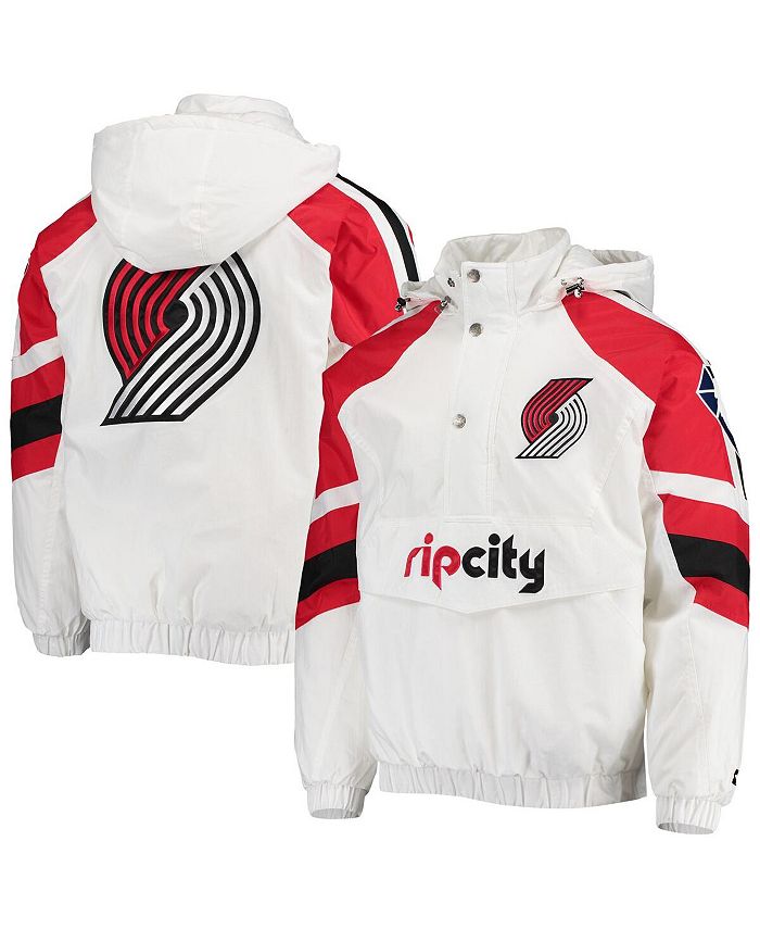 Starter Men's White, Red Portland Trail Blazers The Pro Iii QuarterZip
