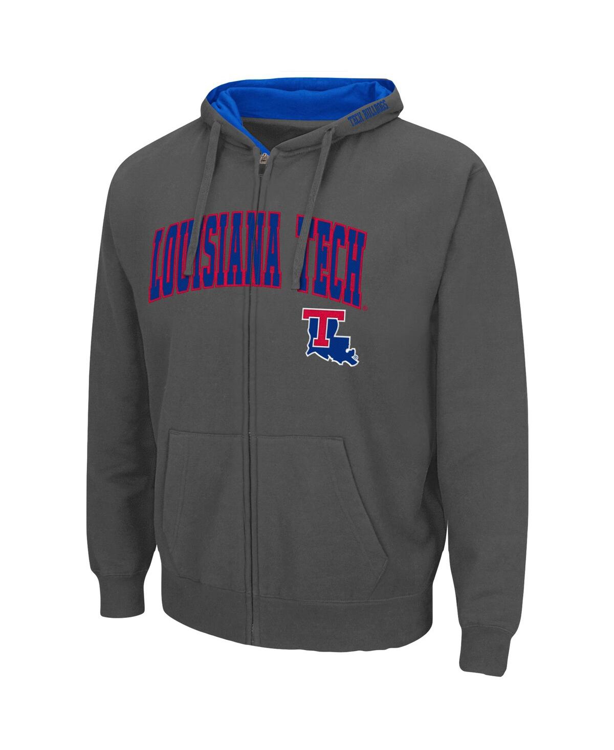 Colosseum Men's Charcoal Louisiana Tech Bulldogs Arch Logo 3.0 Full-zip Hoodie In Charcoal
