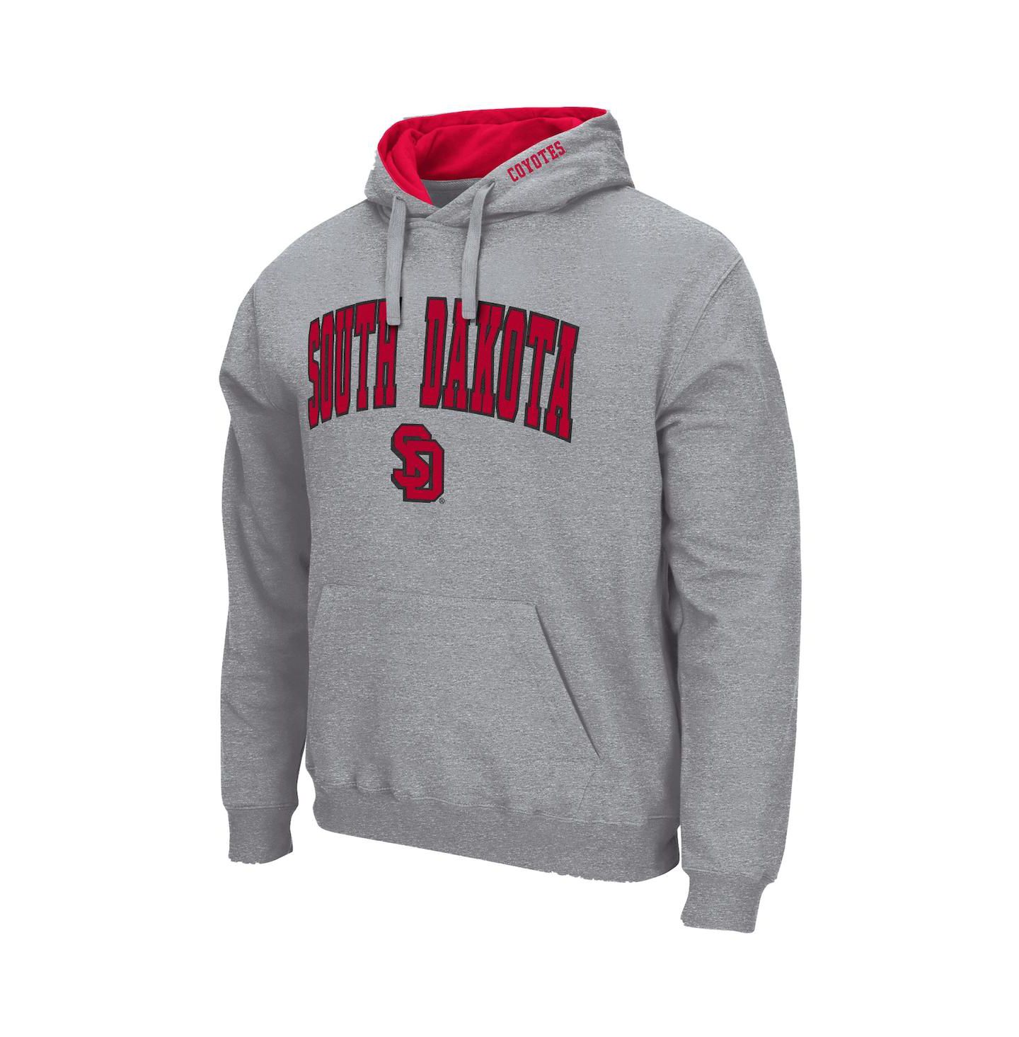 Мужское худи Colosseum South Dakota Coyotes Arch and Logo Pullover, цвет: Меланжевый серый — фото 2