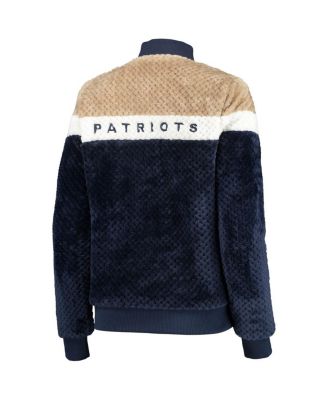Women's Navy, Cream New England Patriots Riot Squad Sherpa Full-Snap Jacket