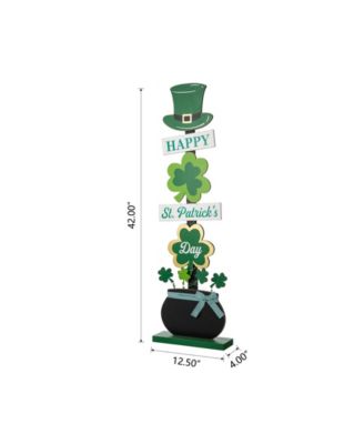 42" Lighted St. Patrick's Wooden Shamrocks Porch Decor