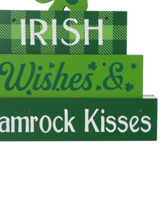 11.5" Lighted St. Patrick's Wooden Block Table Sign