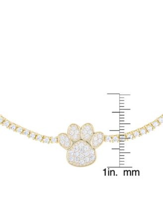 Cubic Zirconia Paw Adjustable Bolo Bracelet in Fine Gold Plate
