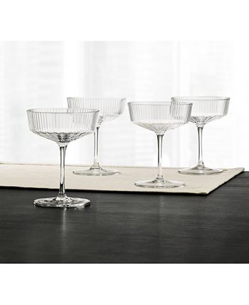 Truly Fluted Crystal Coupe Champagne Glass, Set of 4, 340ml, Clear