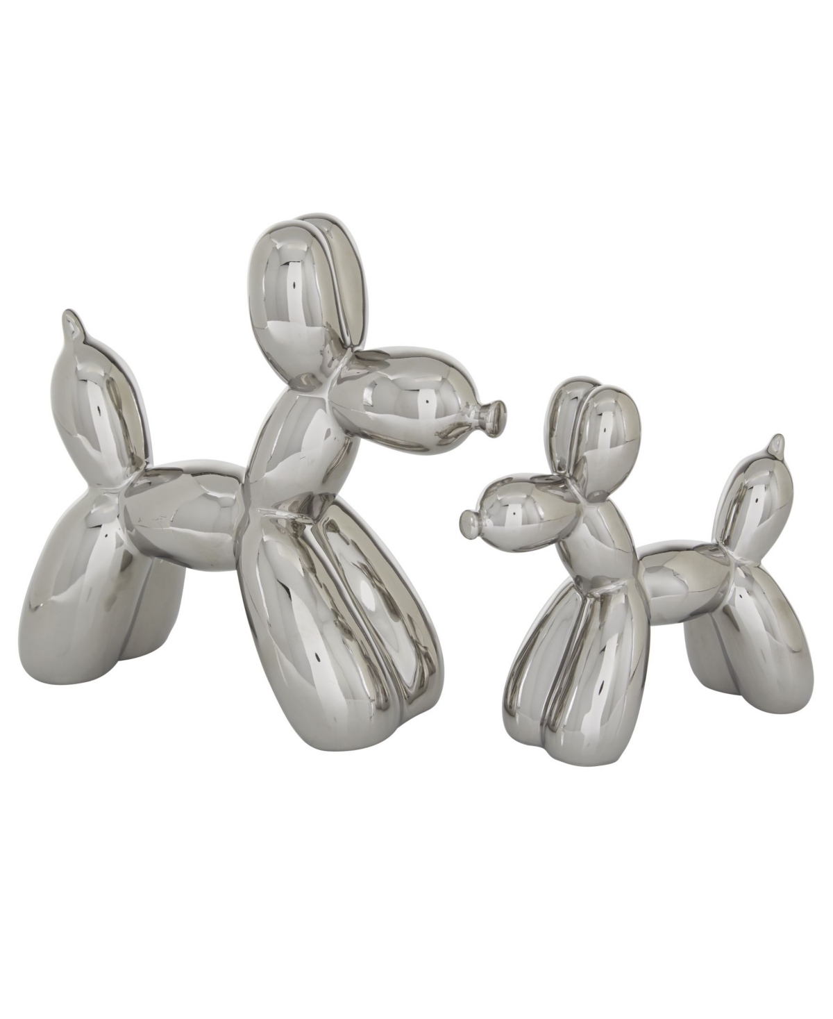 Rosemary Lane Contemporary Dog Sculpture, Set Of 2 In Silver-tone