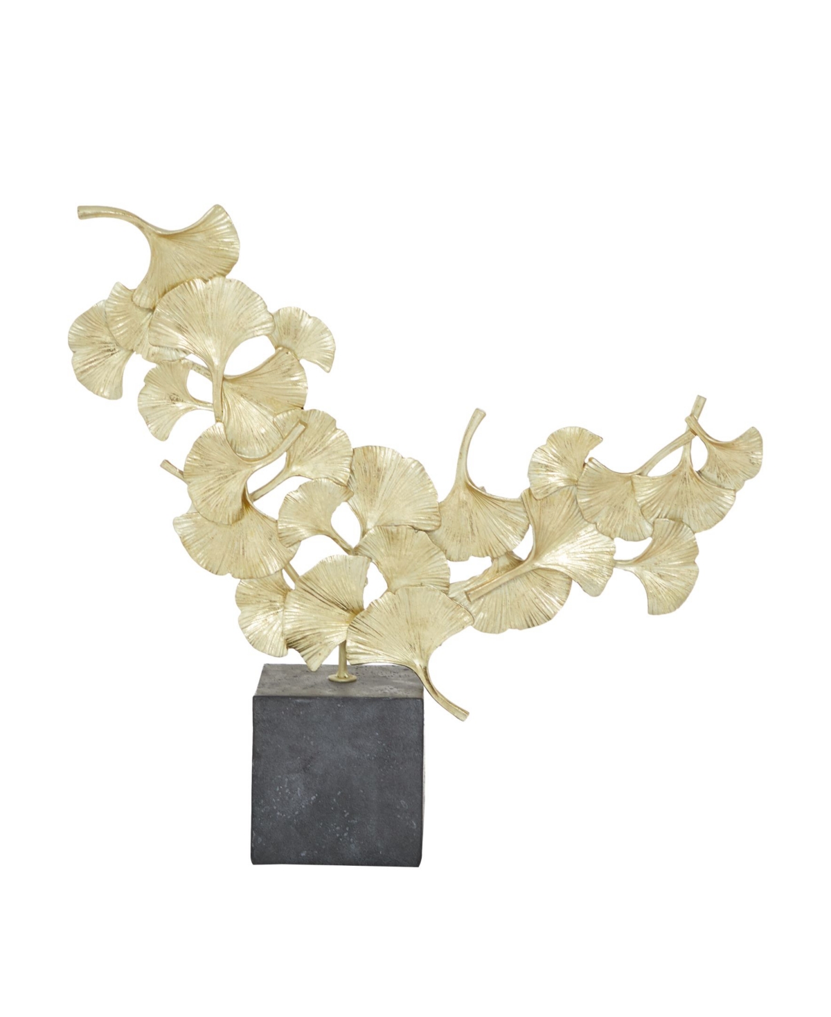 CosmoLiving by Cosmopolitan Polyresin Contemporary Gingko Leaf Sculpture, 17" x 18"