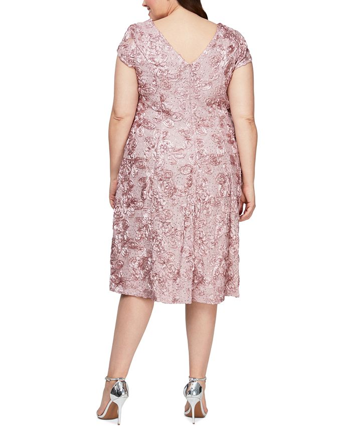 Alex Evenings Plus Size Rosettes Lace A-Line Dress - Macy's