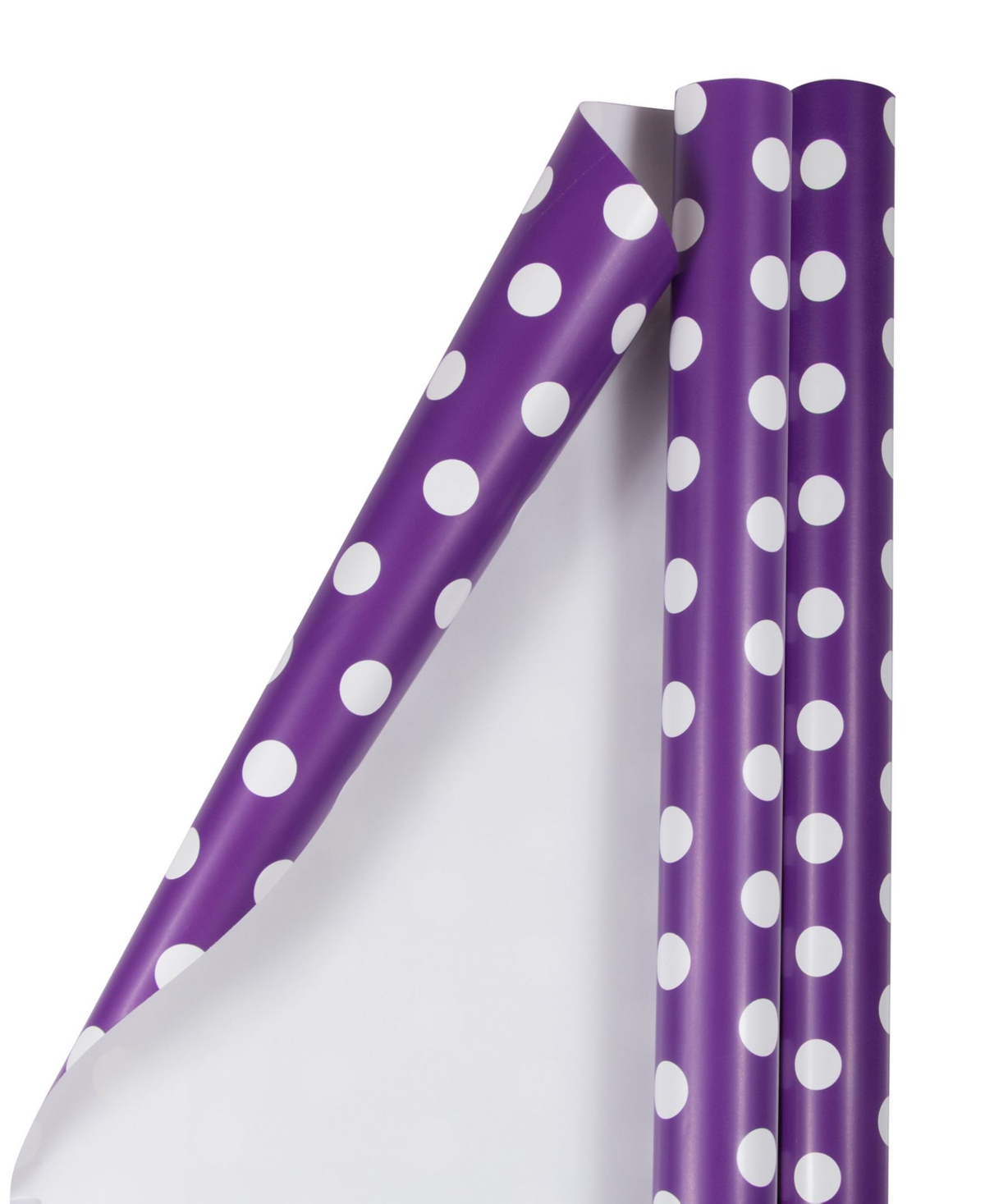 Shop Jam Paper Gift Wrap 50 Square Feet Polka Dot Wrapping Paper Rolls, Pack Of 2 In Purple,white