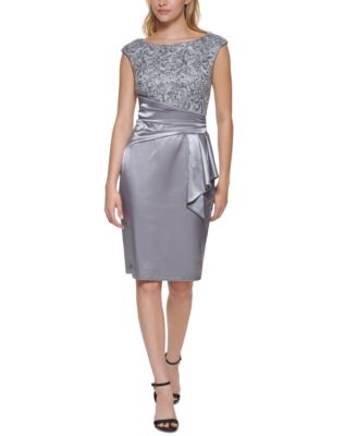 Vince Camuto - Sequin-Lace Satin-Contrast Dress