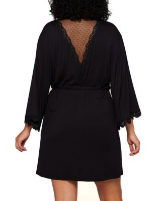 Plus Size Molly Soft Knit Blend Dotted Mesh Robe