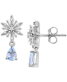 Aquamarine (7/8 ct. t.w.) & Diamond (1/10 ct. t.w.) Elsa Snowflake Drop Earrings in Sterling Silver