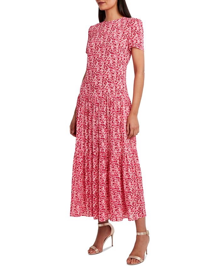 BCBGMAXAZRIA Printed High-Shoulder Dress - Macy's