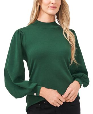 Cece Petite Button-trimmed Puff-sleeve 