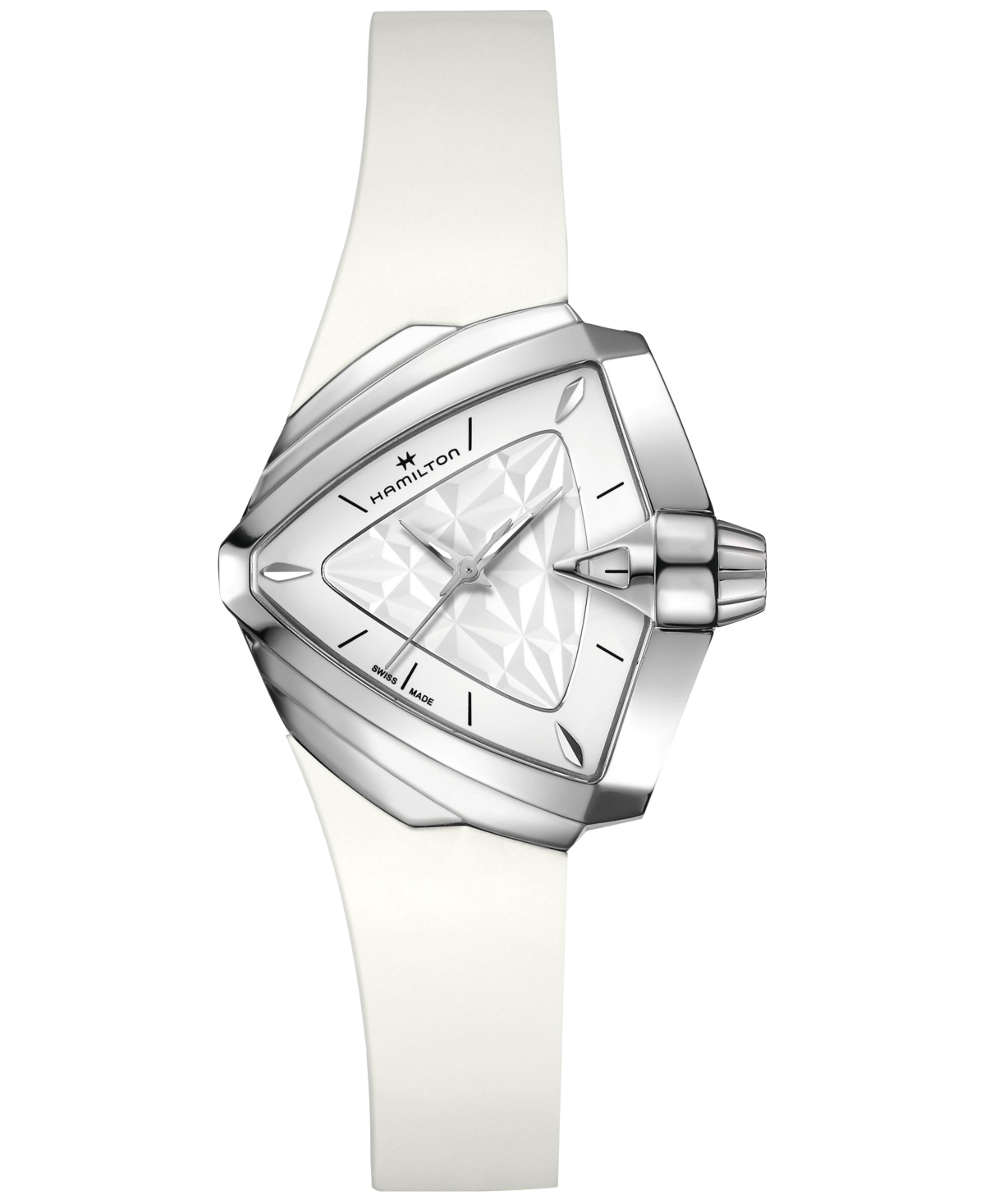 Women's Swiss Ventura S White Rubber Strap Watch 35x38mm - White