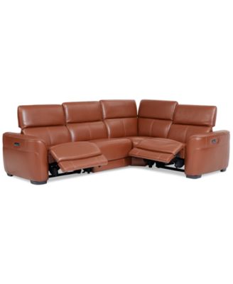 Lexanna 4-Pc. Leather Sectional with 2 Power Motion Recliners, Created for Macy's