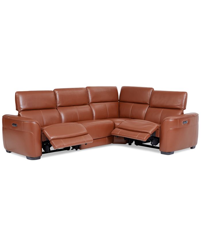 Furniture Lexanna 4Pc. Leather Sectional with 2 Power Motion Recliners
