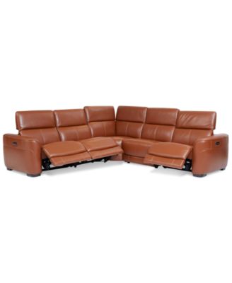 Lexanna 5-Pc. Leather Sectional with 3 Power Motion Recliners, Created for Macy's