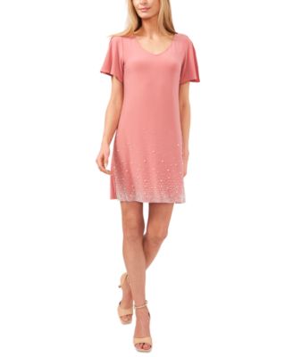 msk short sleeve beaded shift dress