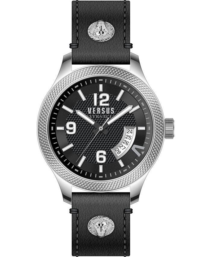 Versus Versace Versus by Versace Men's Reale Black Leather Strap Watch