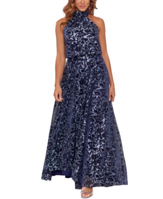 Betsy \u0026 Adam Printed Mock-Neck Metallic 