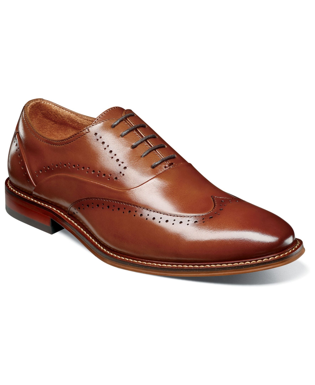 Shop Stacy Adams Men's Macarthur Leather Wingtip Oxford Shoe In Cognac