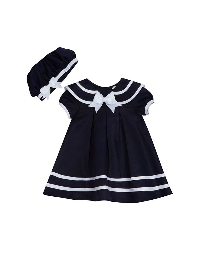 Sailor Girl Dress Set with Hat Nautical Baby Toddler PERSONALIZED FREE 
