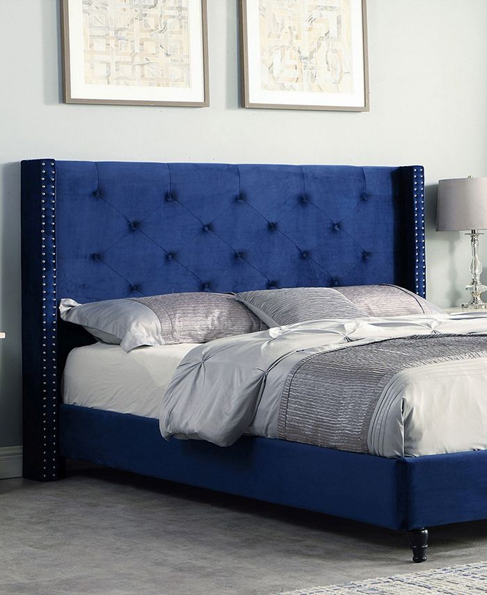 Best Master Furniture Valentina Upholstered Wingback Platform Bed, Full Macy's
