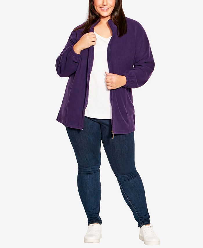 AVENUE Plus Size Polar Fleece Zip Jacket Macy s