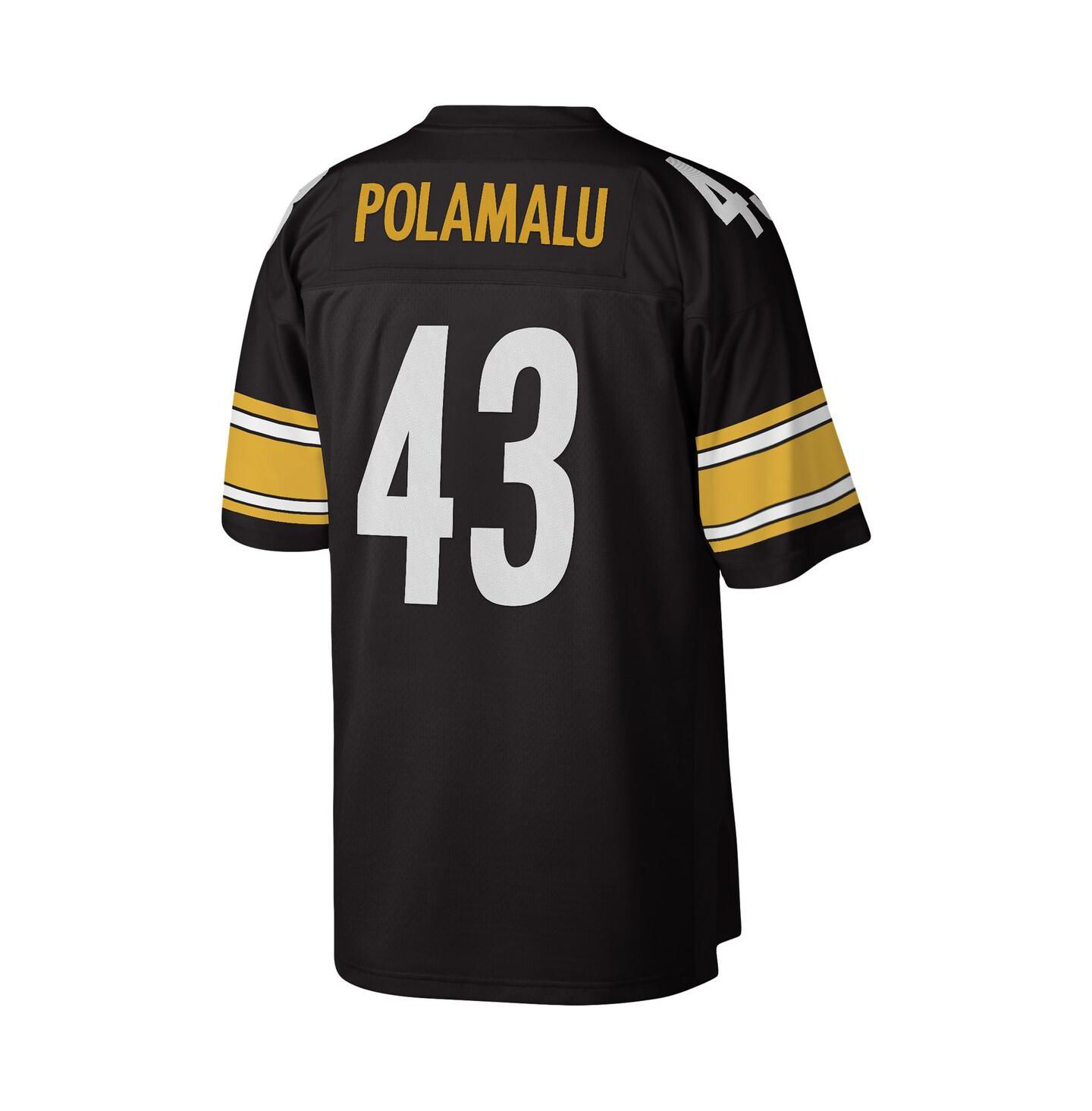 Мужской топ Mitchell & Ness Troy Polamalu Black Pittsburgh Steelers Legacy Replica Jersey — фото 2