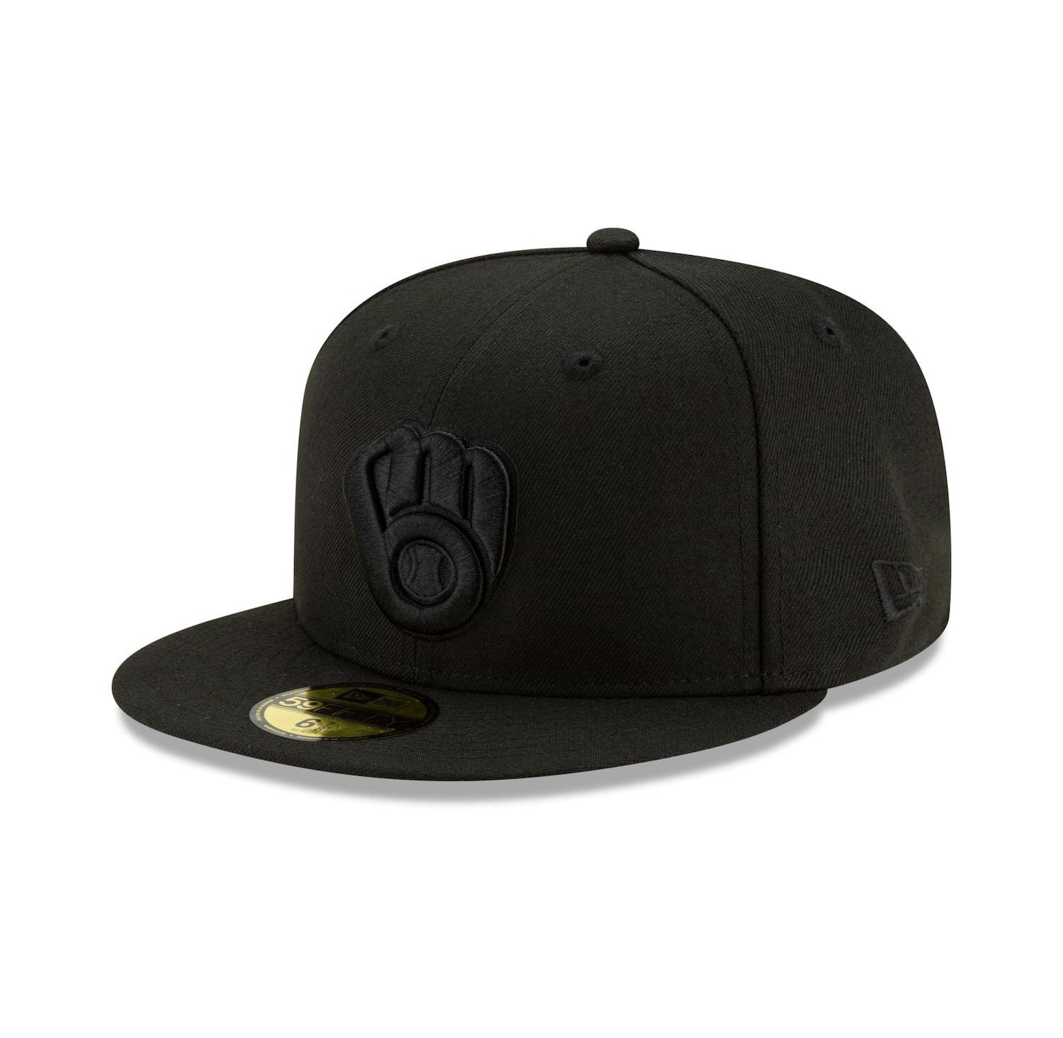 Men's Black Milwaukee Brewers Black on Black 59FIFTY Fitted Hat