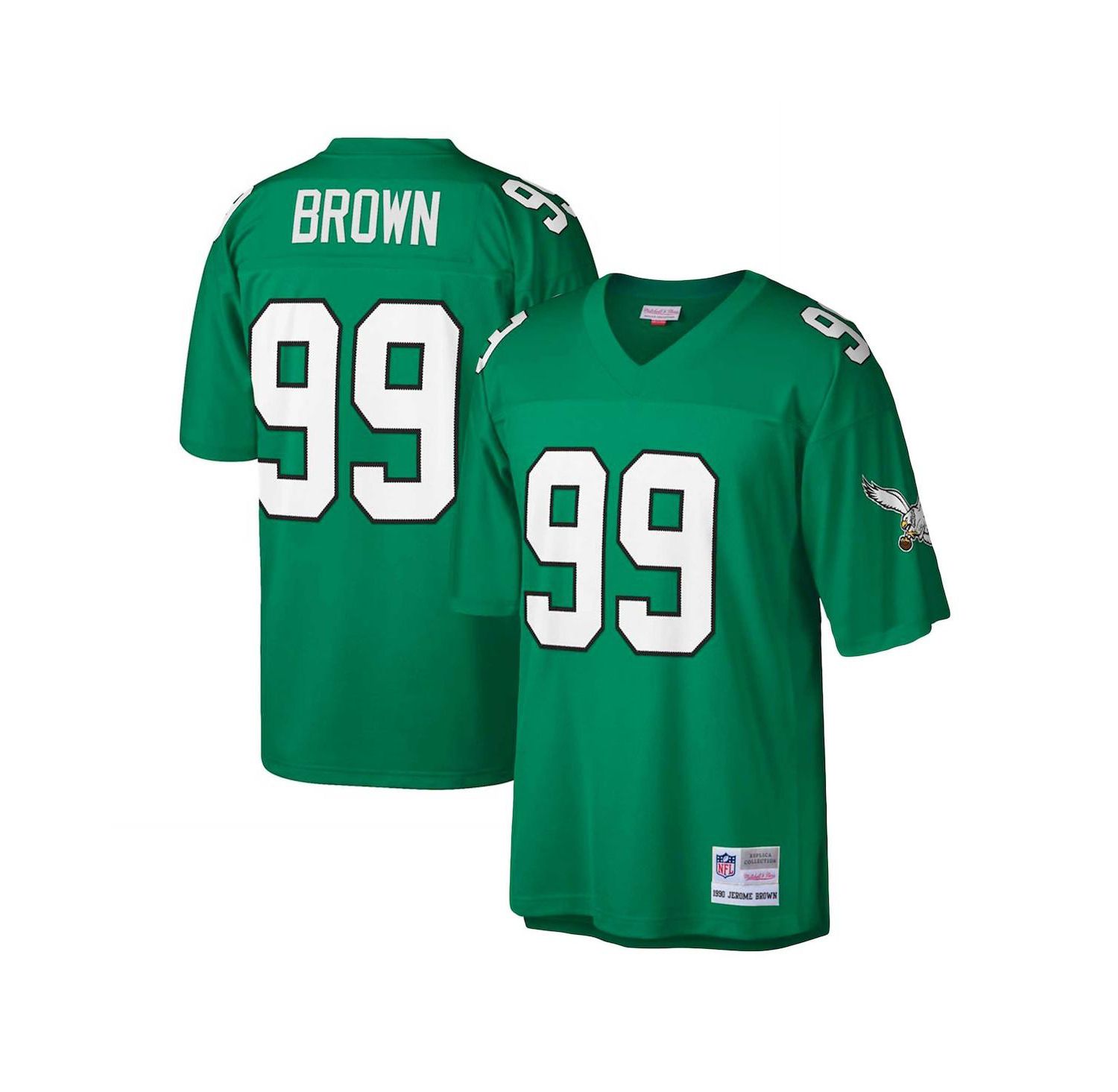Men's Jerome Brown Kelly Green Philadelphia Eagles Big and Tall 1990 Retired Player Replica Jersey