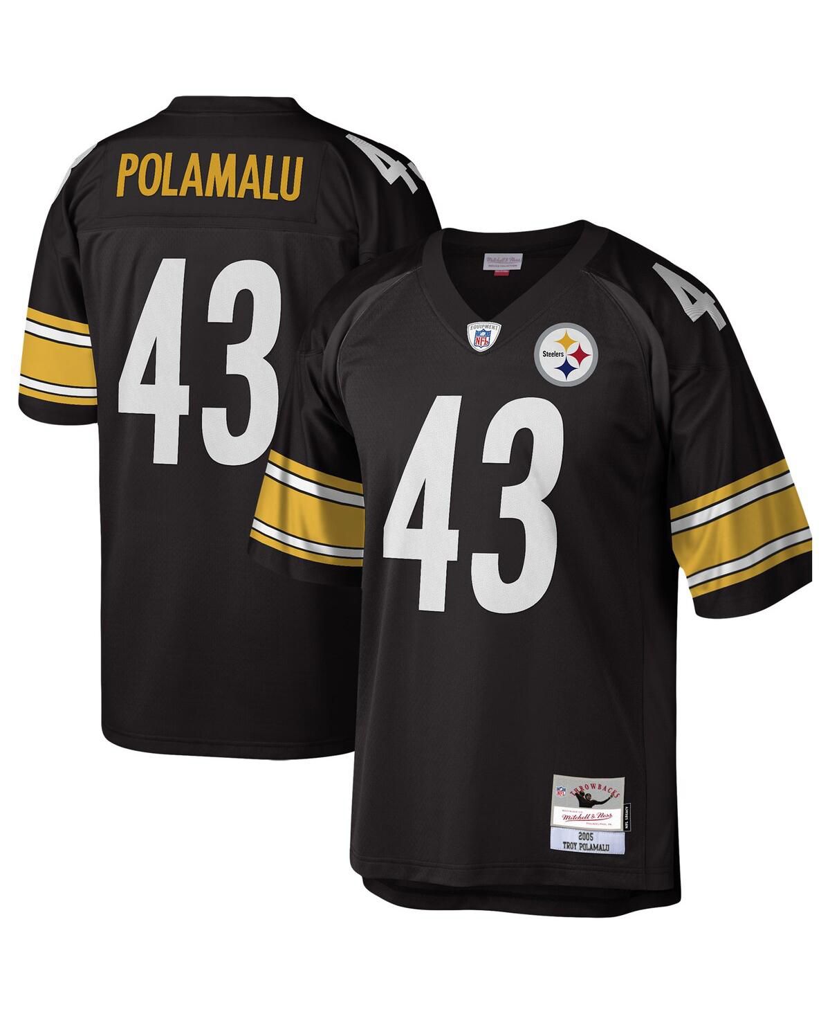 Мужская футболка Troy Polamalu Black Pittsburgh Steelers Legacy, реплика