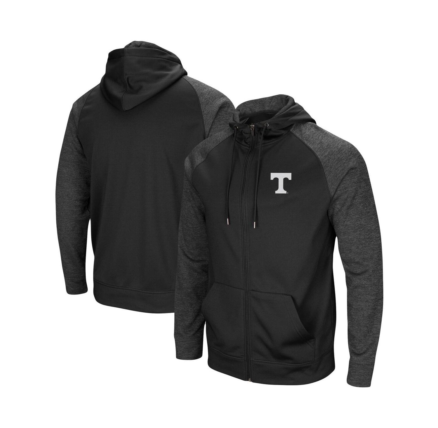 Men's Black Tennessee Volunteers Big and Tall Blackout Raglan Full-Zip Hoodie